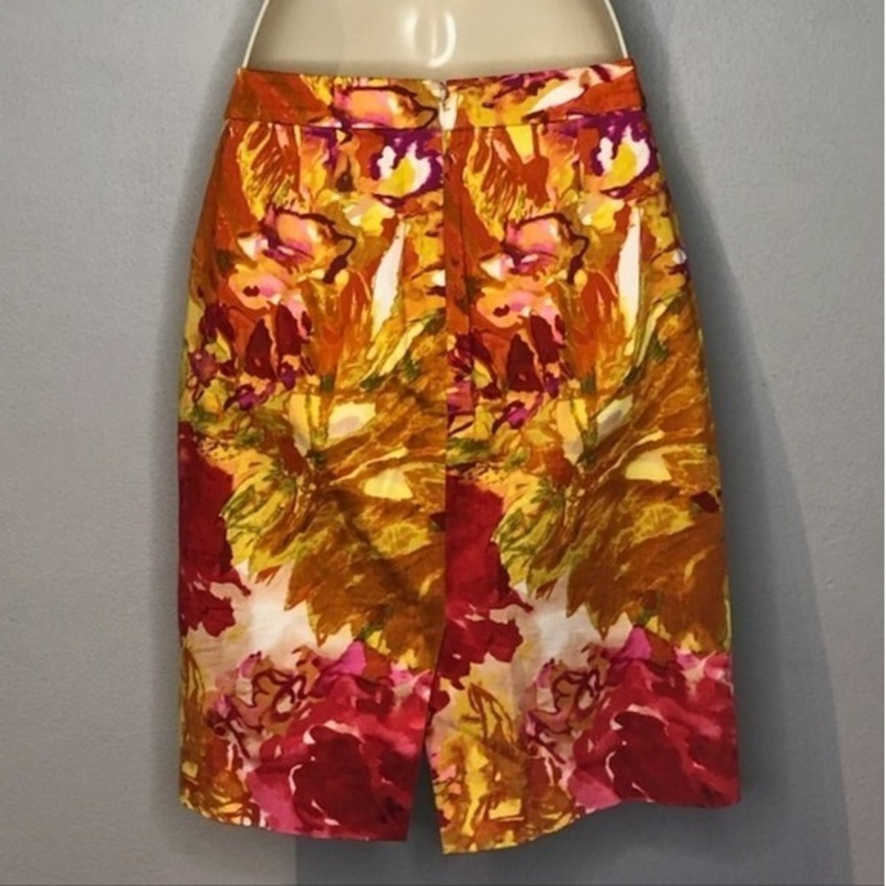 JCrew Floral Pencil Skirt Yellow Pink Career Wear Party Cocktail Size Unknown - Picture 4 of 5